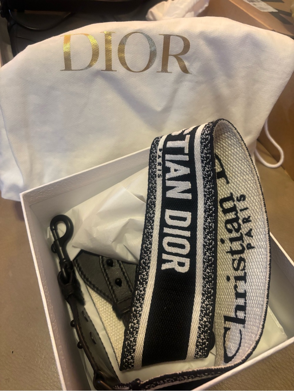 Dior Black and White Christian Dior Jacquard Strap